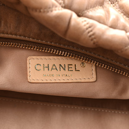 Chanel Lambskin Bubble Quilt Bowler Dark Beige 6 of 10