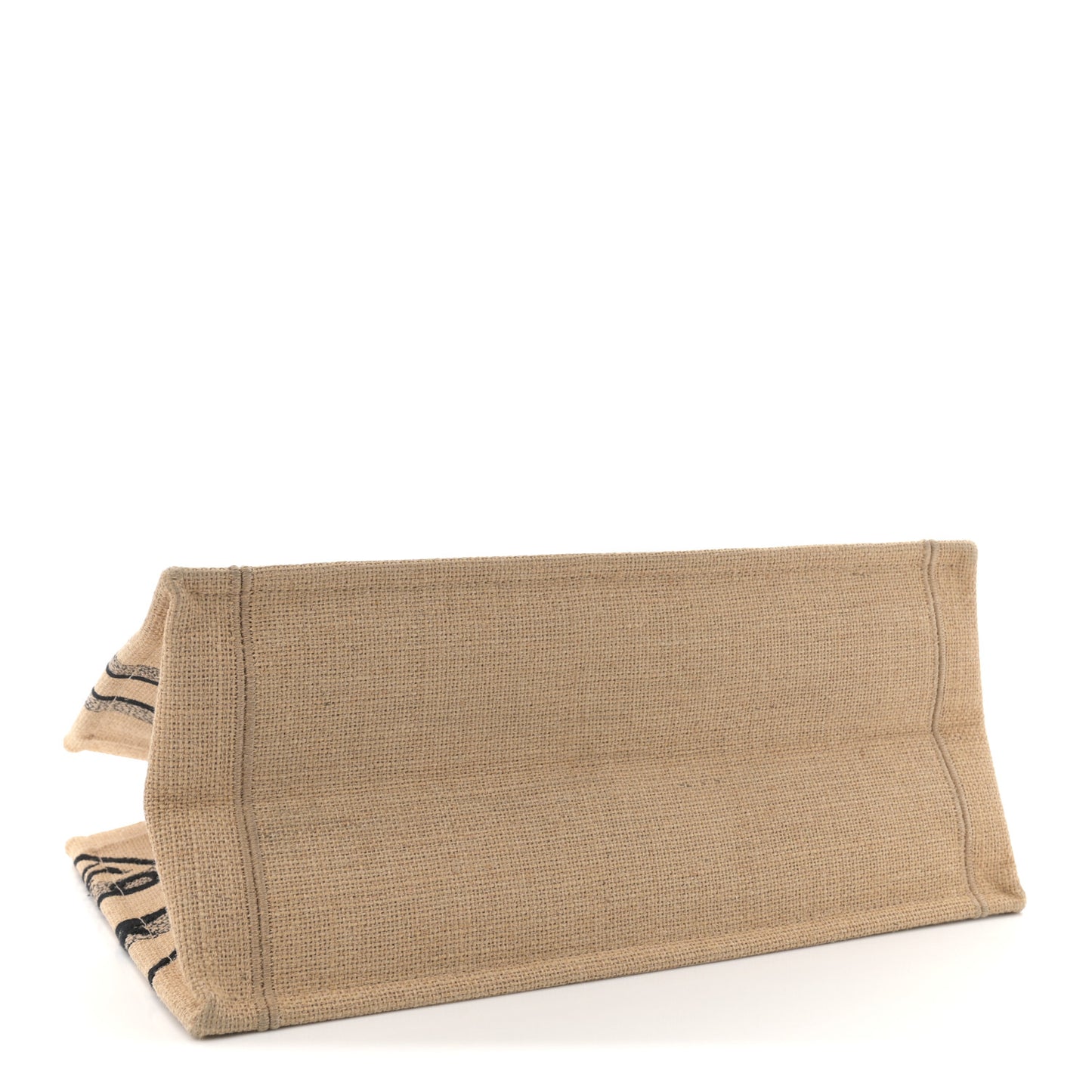 Canvas Jute Embroidered Medium Book Tote Black Beige