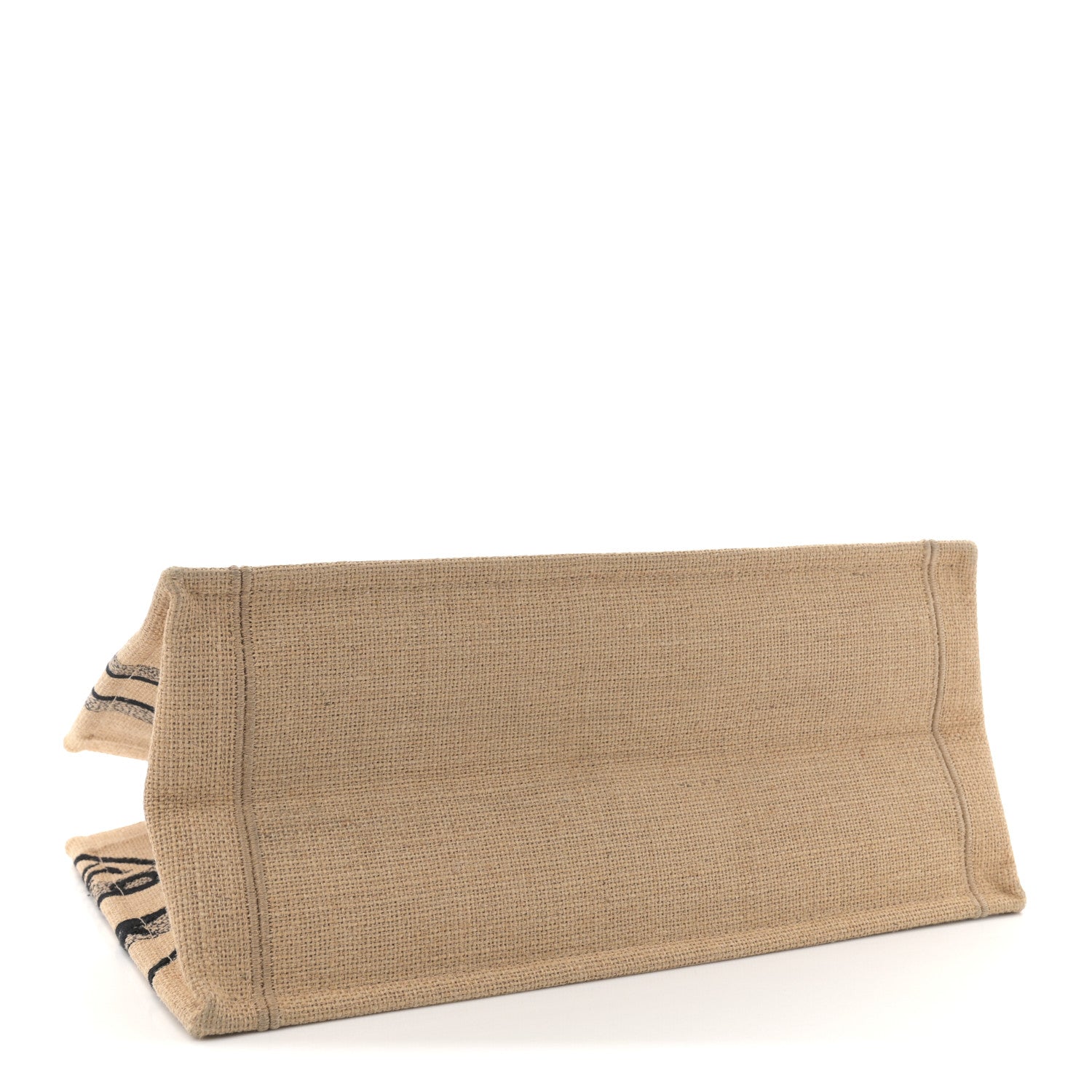 Christian Dior Canvas Jute Embroidered Medium Book Tote Black Beige 4 of 11