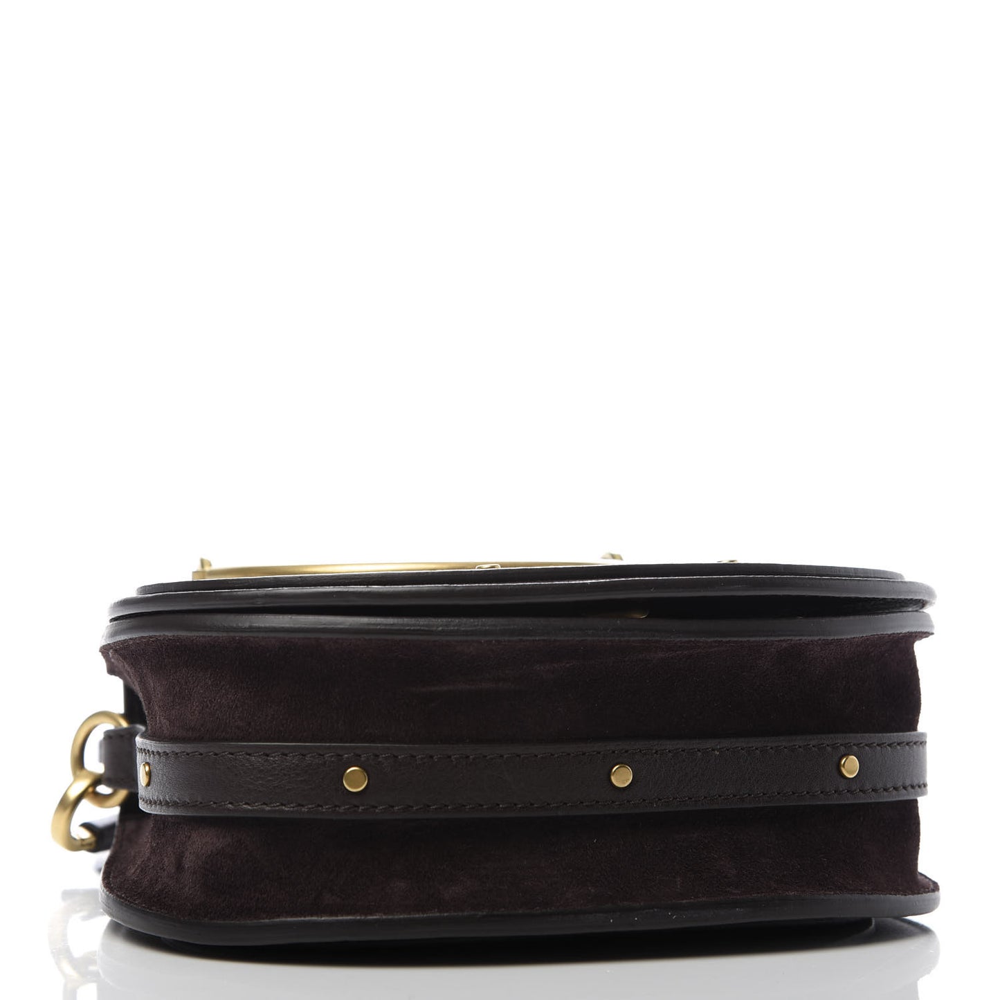 Calfskin Suede Small Nile Bracelet Bag Carbon Brown