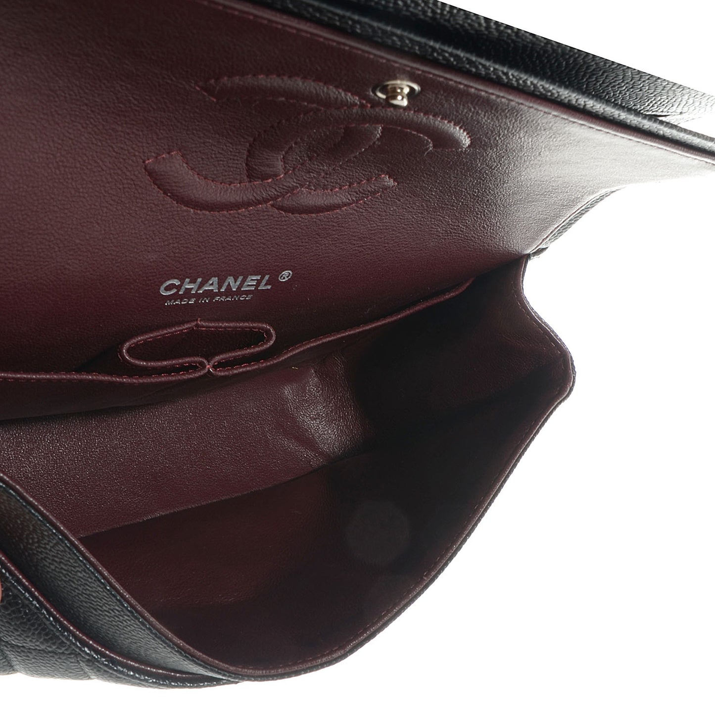 Caviar Quilted Medium Double Flap Black