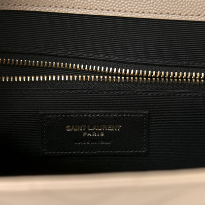 Saint Laurent Grain De Poudre Matelasse Chevron Large Monogram Satchel Dark Beige 6 of 14