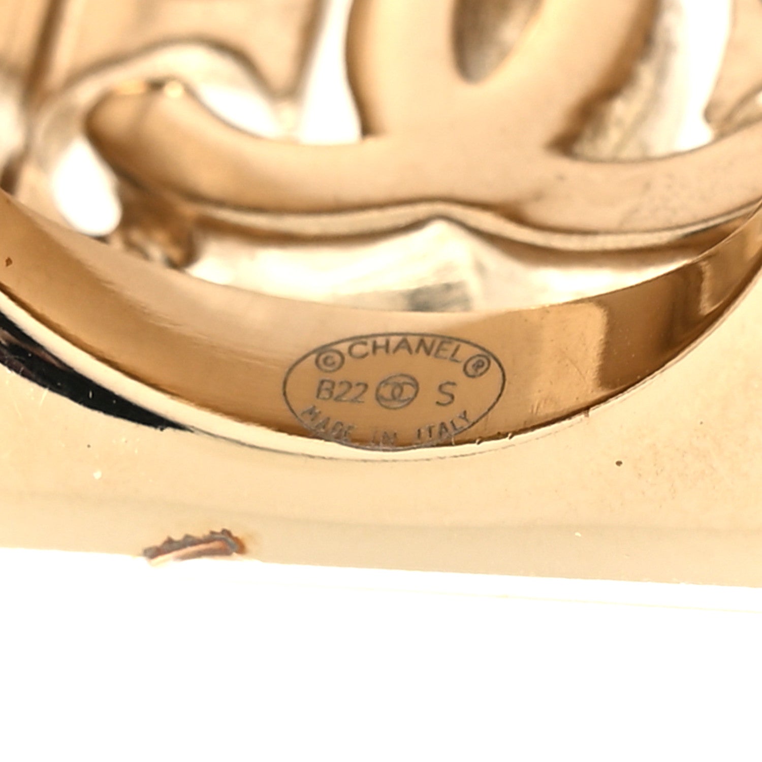 Chanel Metal Crystal Square CC Ring 50 5.25 Light Gold 4 of 6