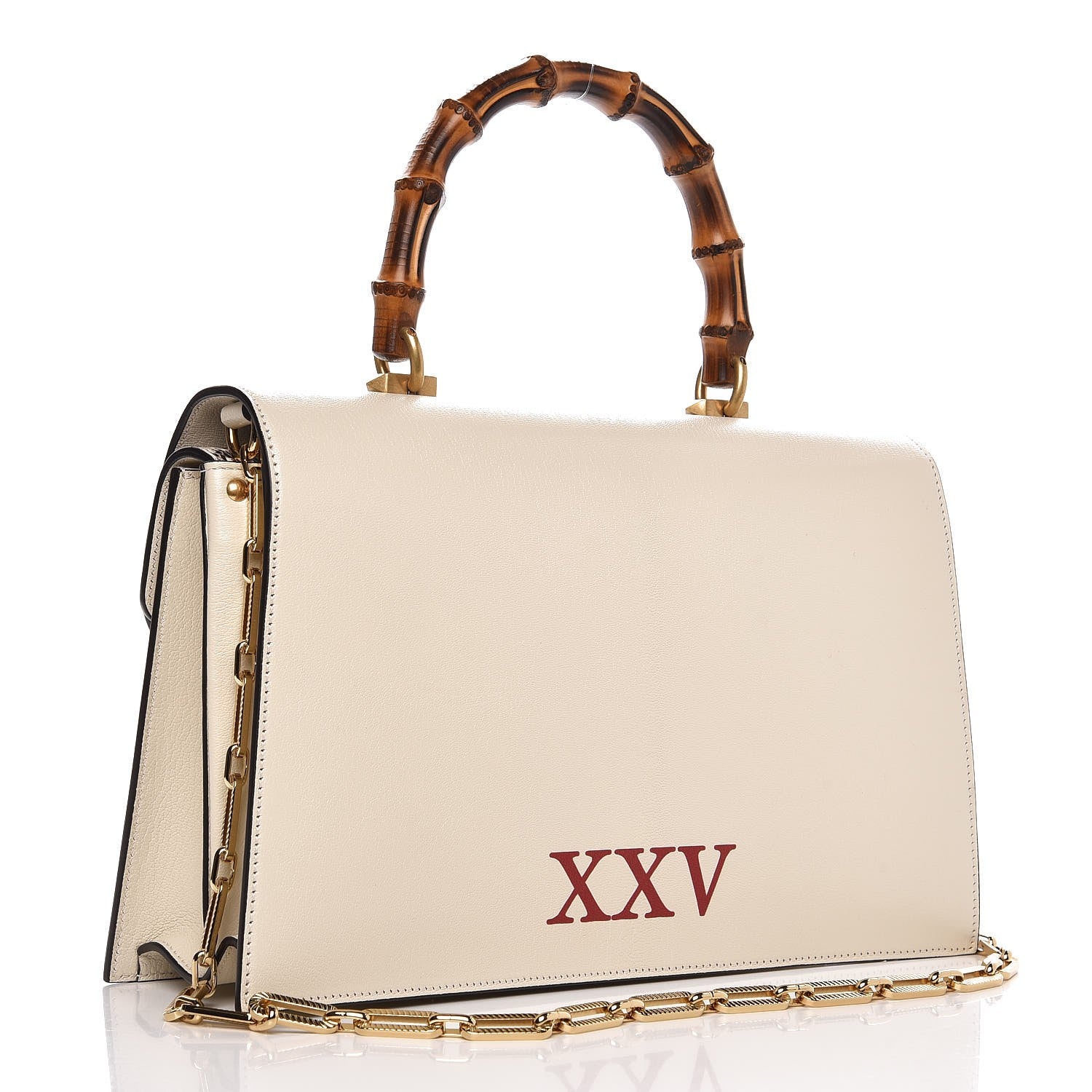 Gucci Calfskin Snakeskin Studded Medium Ottilia Top Handle Bag White 3 of 7