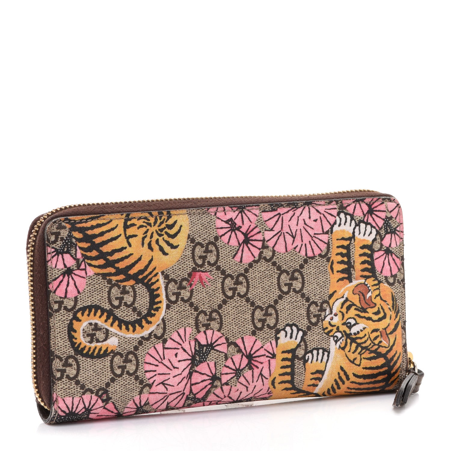 Gucci GG Supreme Monogram Bengal Zip Around Wallet Beige Pink 3 of 12
