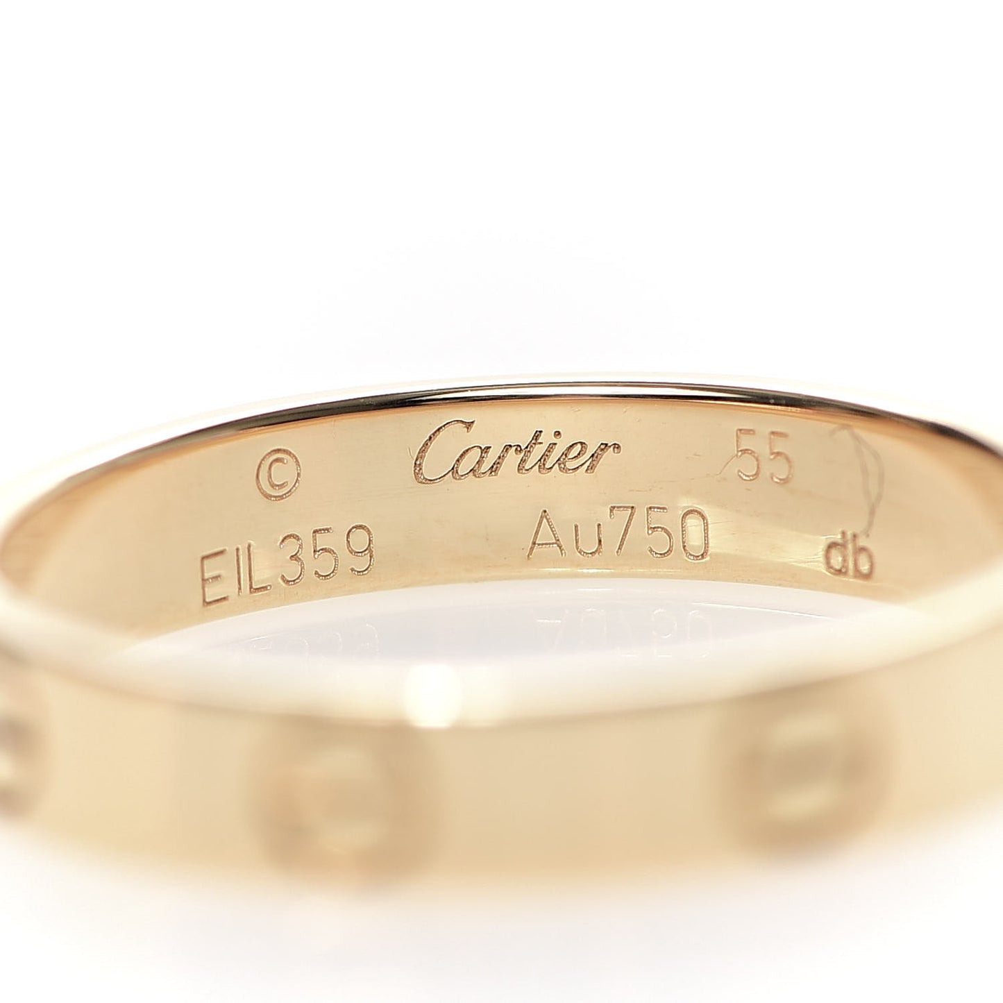 18K Yellow Gold 3.5mm LOVE Wedding Band Ring 55 7.25