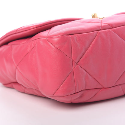 Chanel Lambskin Quilted Large 19 Flap Dark Pink 9 of 10