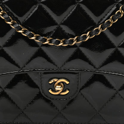 Chanel Patent Goatskin Quilted CC Eyelet Wallet On Chain WOC Black 9 of 12