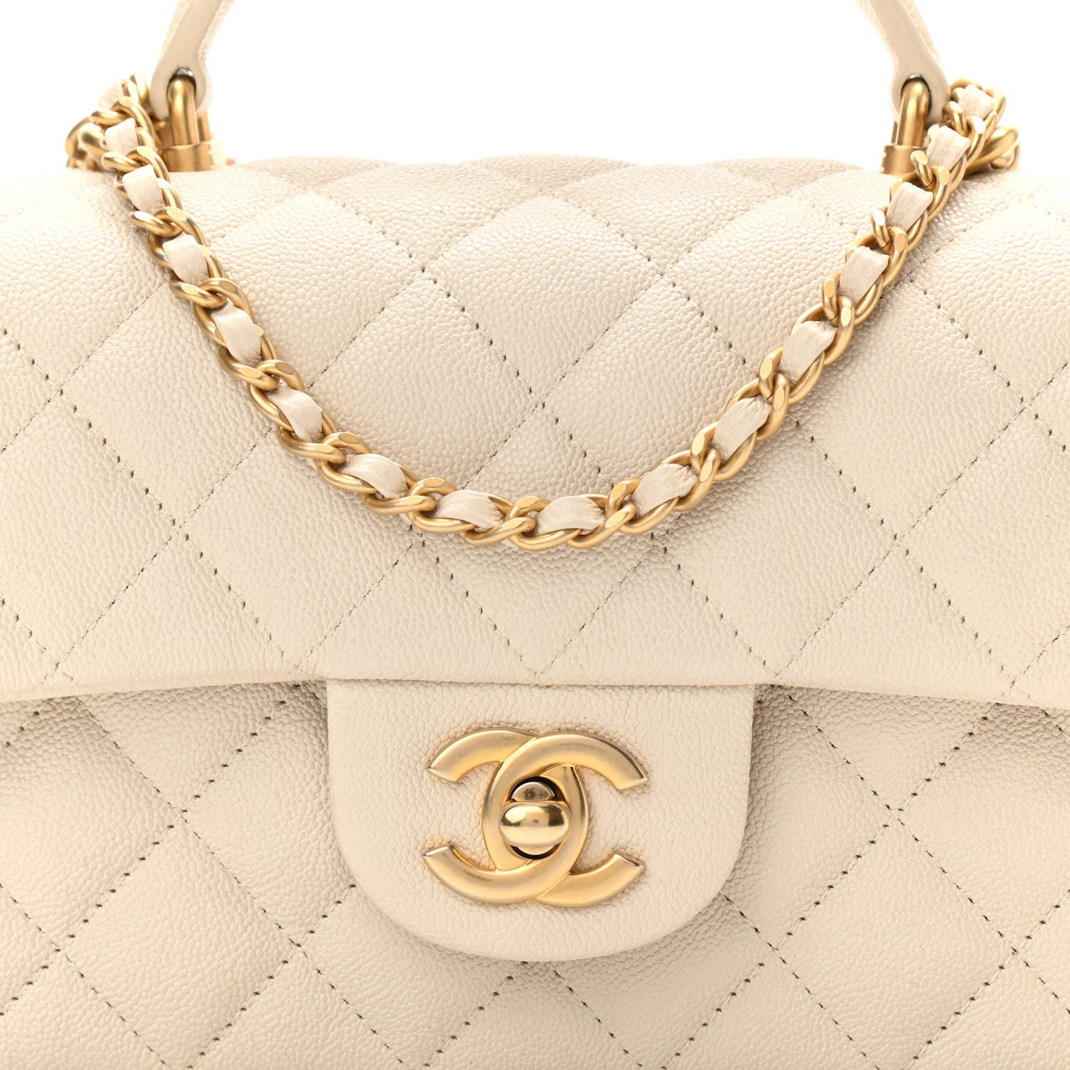 Chanel Caviar Quilted Mini Top Handle Rectangular Flap White 8 of 10
