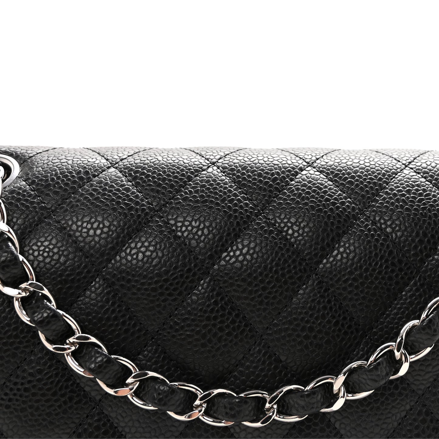 Caviar Quilted Medium Double Flap Black