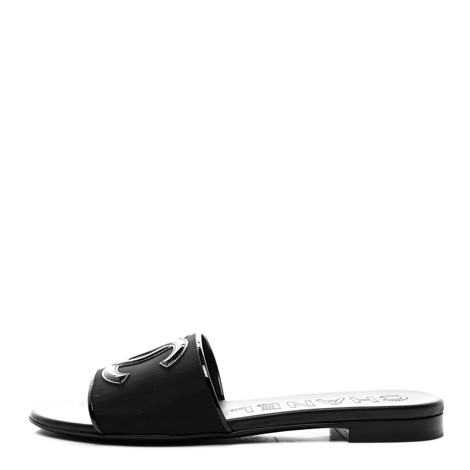 Chanel Mesh Patent Calfskin CC Mules 38 Black 1 of 10