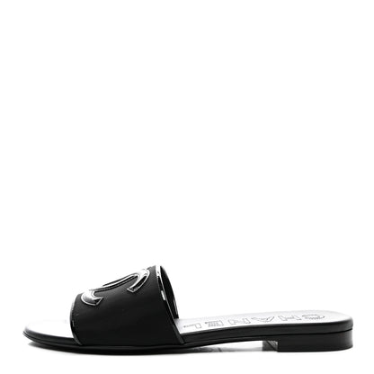 Chanel Mesh Patent Calfskin CC Mules 38 Black 1 of 10
