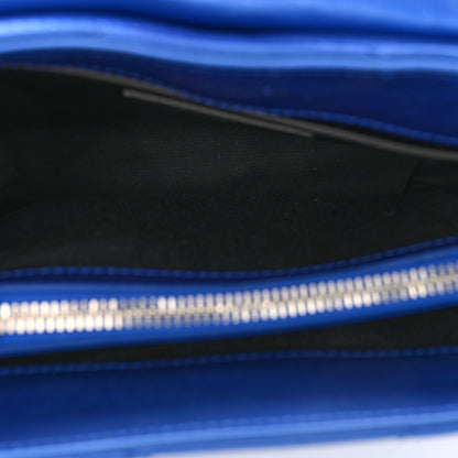 Saint Laurent Metallic Calfskin Y Quilted Monogram Small Loulou Chain Satchel Blue Royal 5 of 9