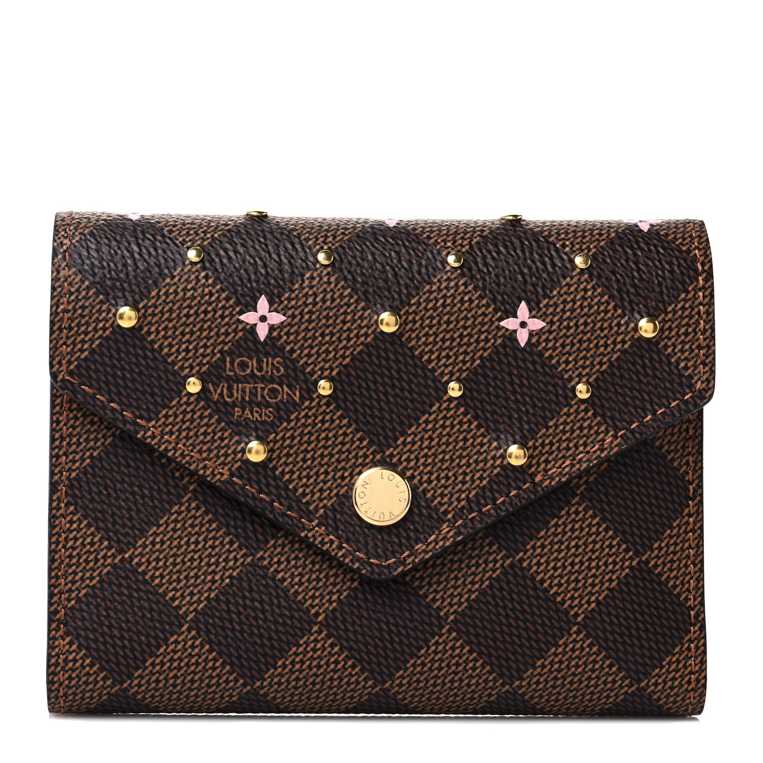 Louis Vuitton Damier Ebene Studded Victorine Wallet 1 of 8