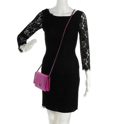 Chanel Lambskin Quilted Boy Wallet On Chain WOC Fuchsia 2 of 8