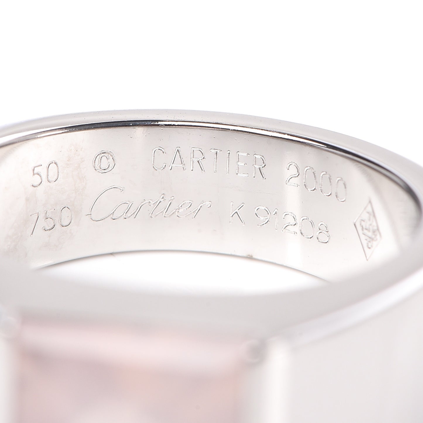 18K White Gold Rose Quartz Tank Ring 50 5.25