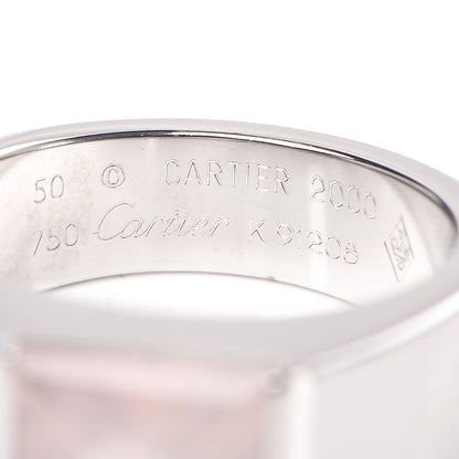 Cartier 18K White Gold Rose Quartz Tank Ring 50 5.25 5 of 6