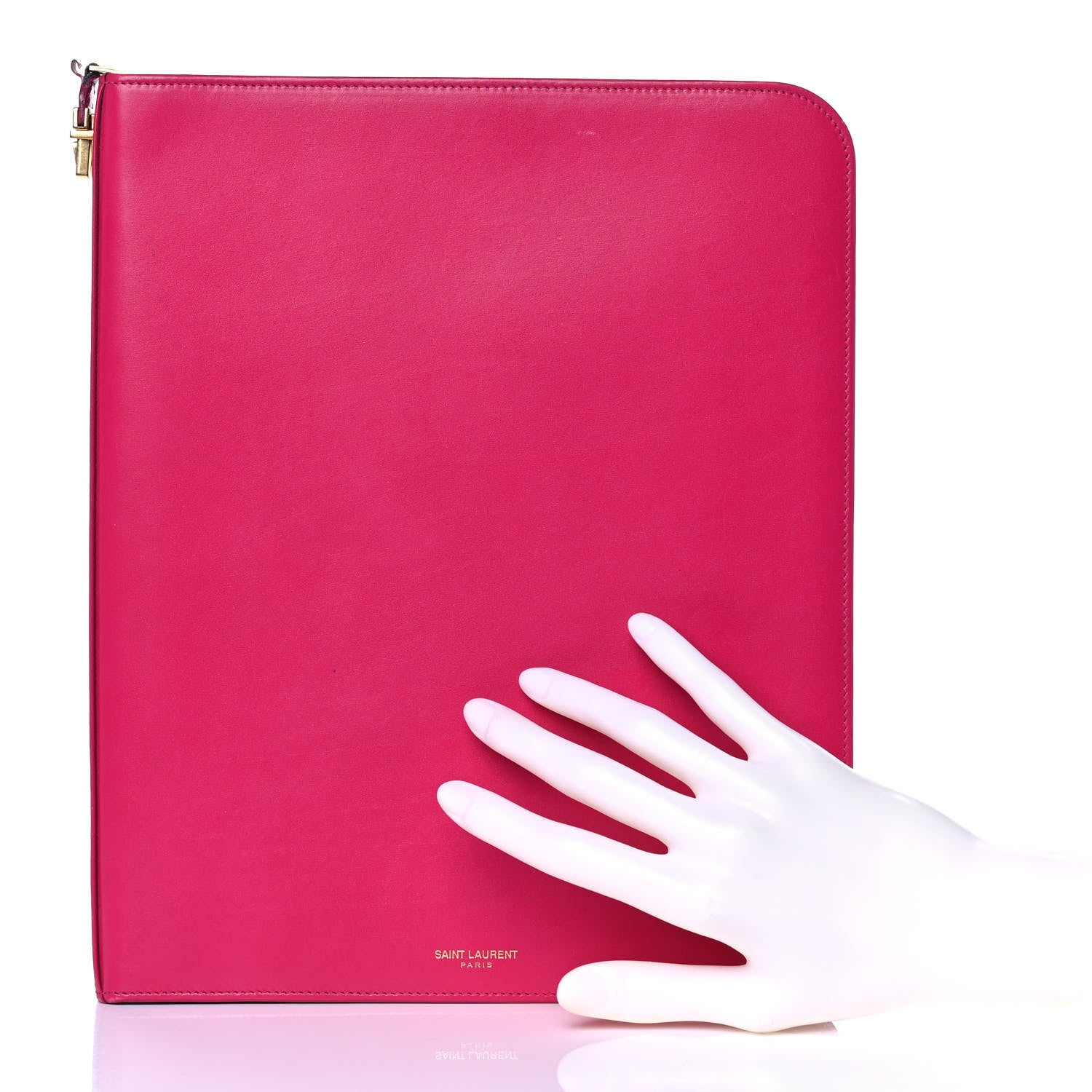 Saint Laurent Smooth Calfskin Tuc iPad Case Fushia 2 of 12