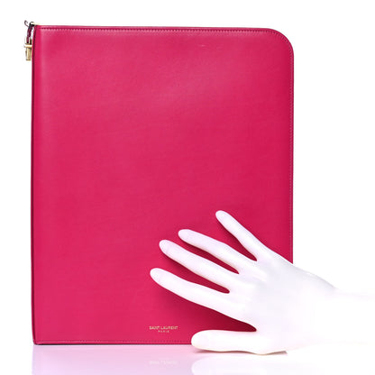 Saint Laurent Smooth Calfskin Tuc iPad Case Fushia 2 of 12