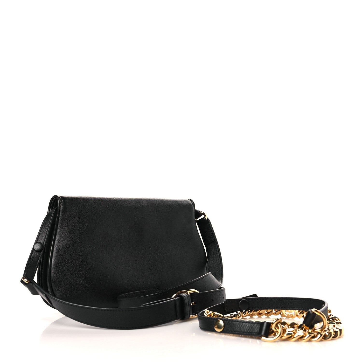 Gucci Roxy Calfskin Blondie Chain Shoulder Flap Bag Black 3 of 10