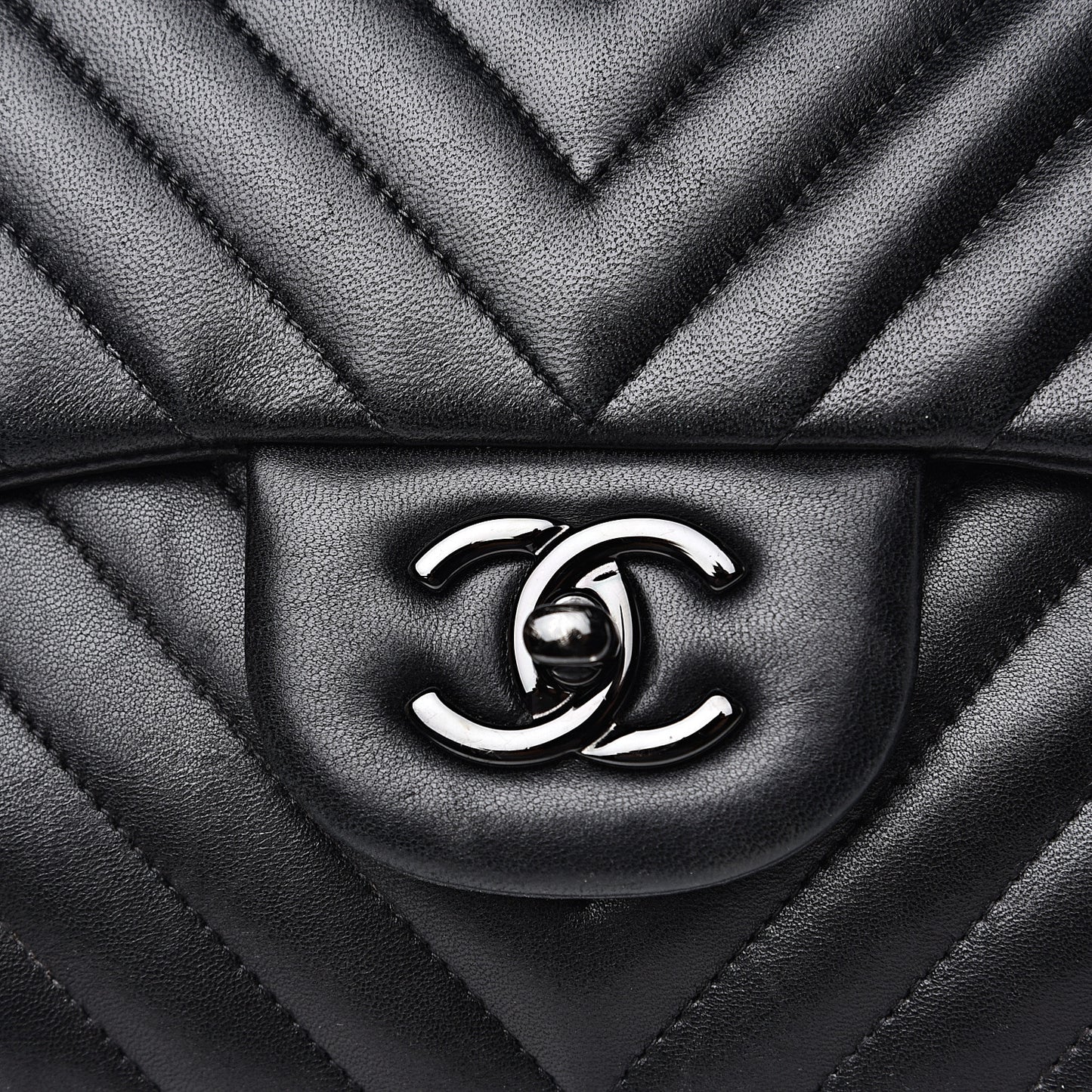 Lambskin Chevron Quilted Jumbo Double Flap So Black