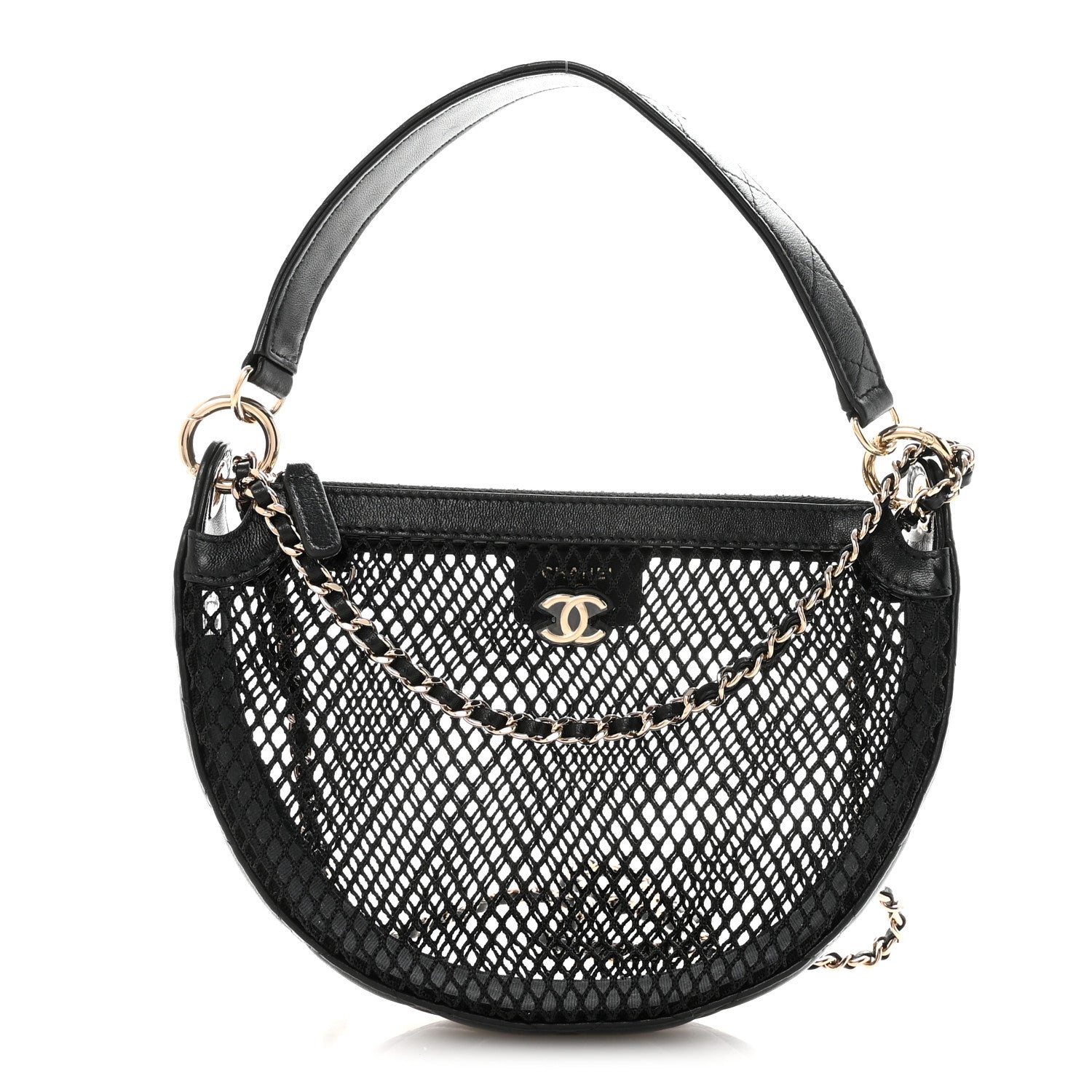 Chanel Mesh Shiny Lambskin Chain Hobo Black 1 of 11