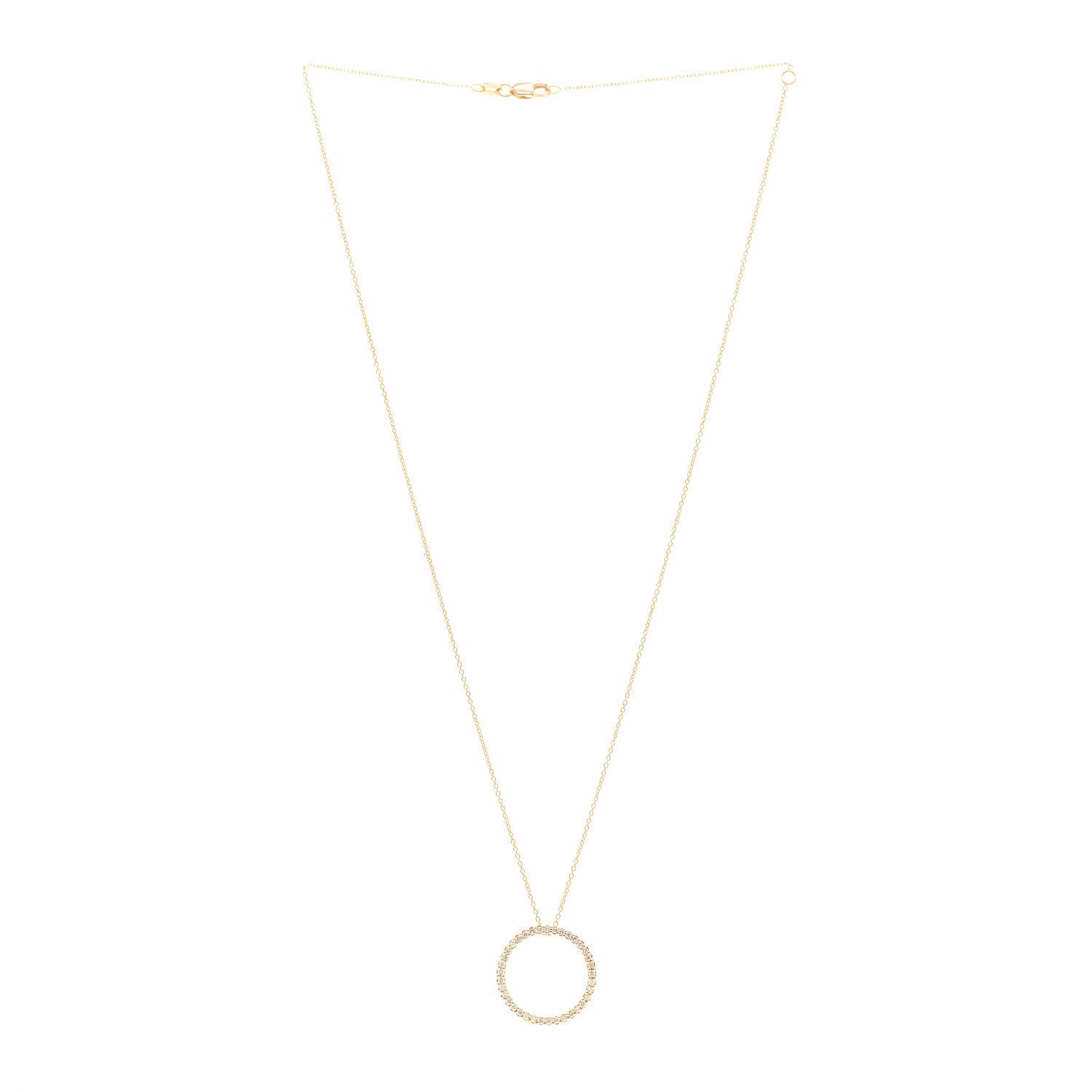 Roberto Coin 18K Yellow Gold Diamond Medium Tiny Treasures Circle Pendant Necklace 3 of 5