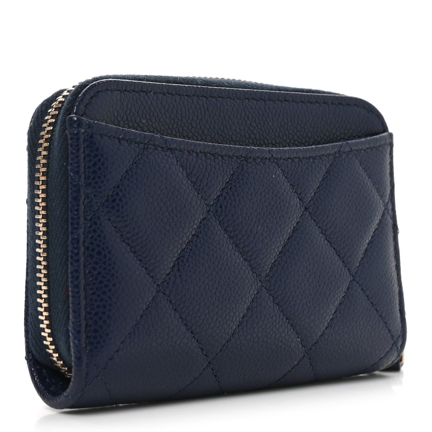 Caviar Quilted Zip Coin Purse Navy