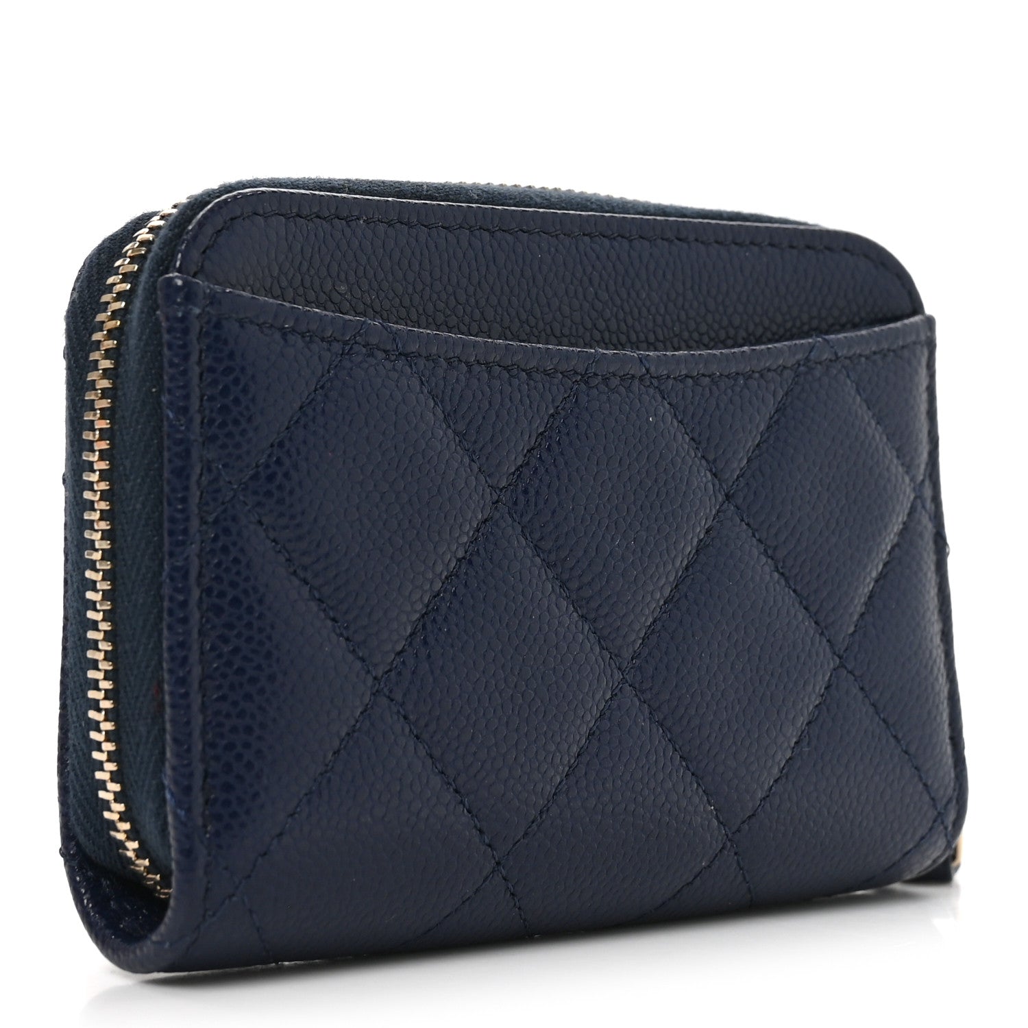 Chanel Caviar Quilted Zip Coin Purse Navy 3 of 8