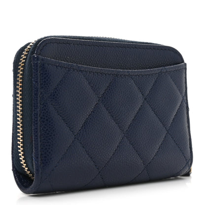 Chanel Caviar Quilted Zip Coin Purse Navy 3 of 8