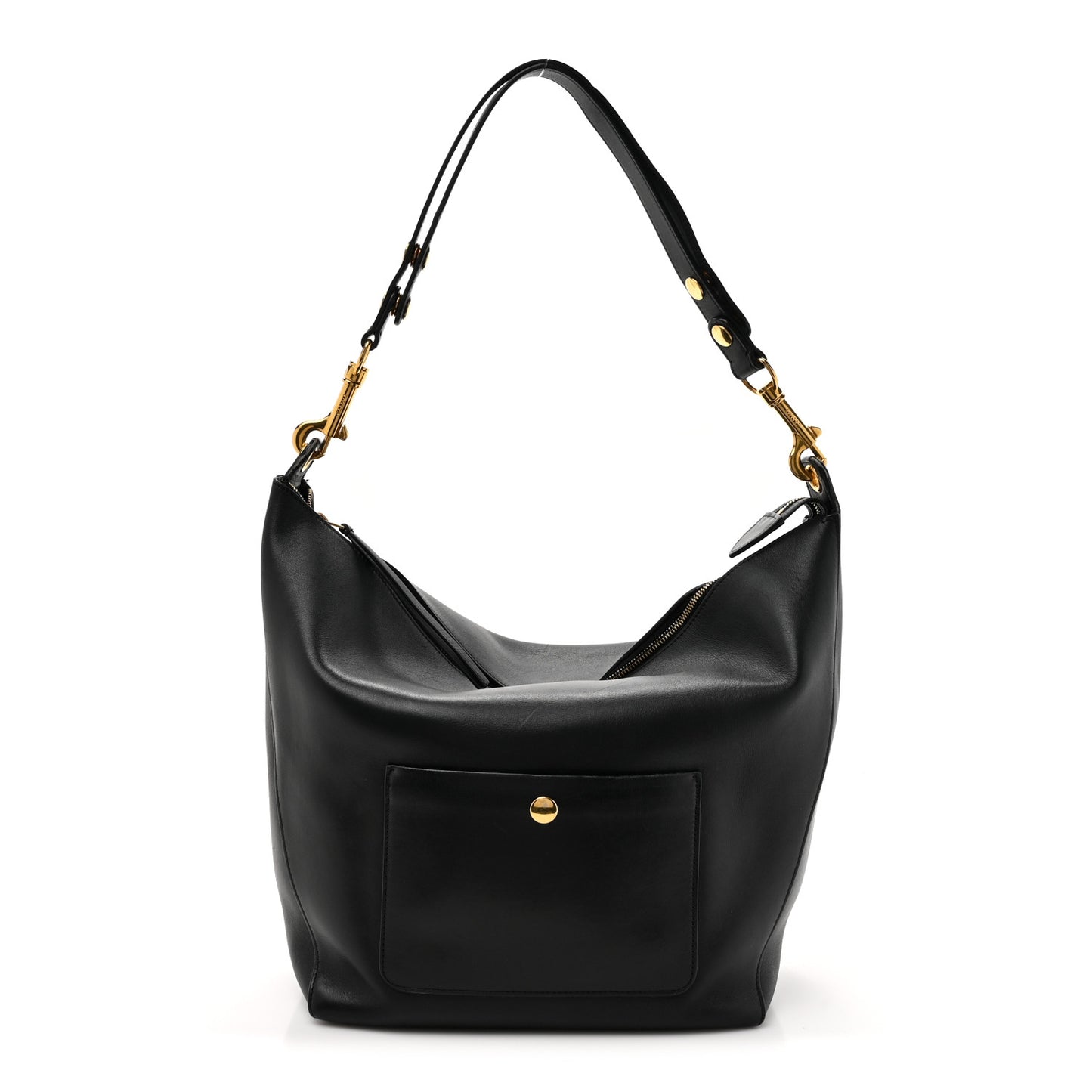 Natural Calfskin Medium Zipped Hobo Black