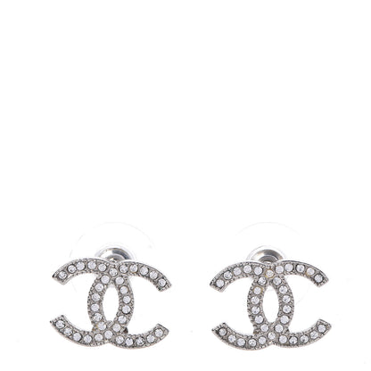 Chanel Crystal Timeless CC Earrings Silver 1 of 5