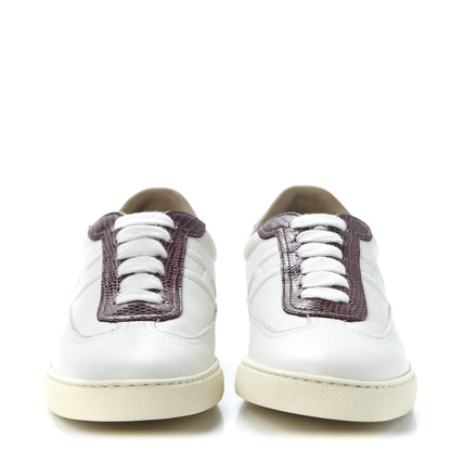Hermes Calfskin Lizard Womens Quicker Sneakers 36 White Bordeaux 2 of 9