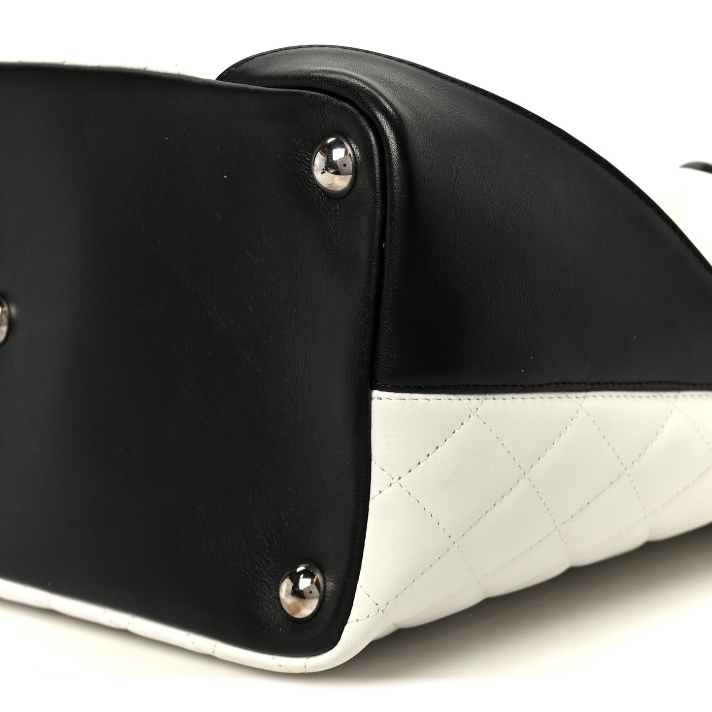 Calfskin Quilted Large Cambon Tote White Black