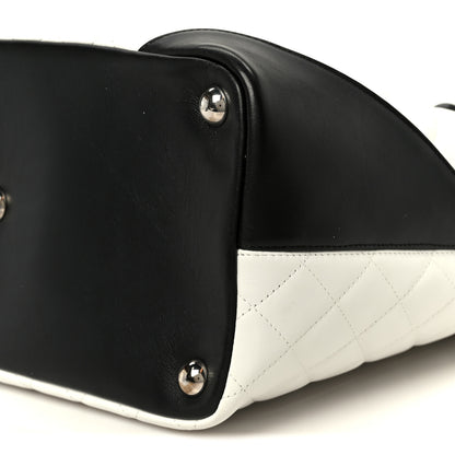Chanel Calfskin Quilted Large Cambon Tote White Black 10 of 10