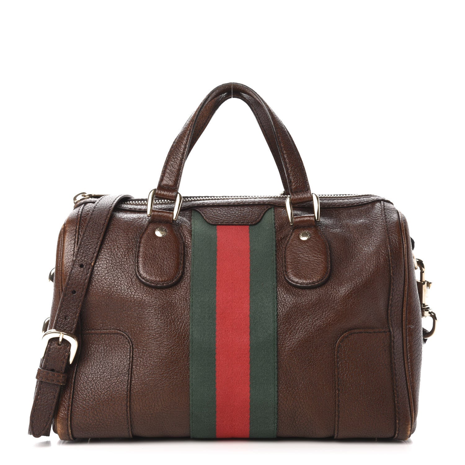 Gucci Calfskin Medium Seventies Web Boston Brown 1 of 16