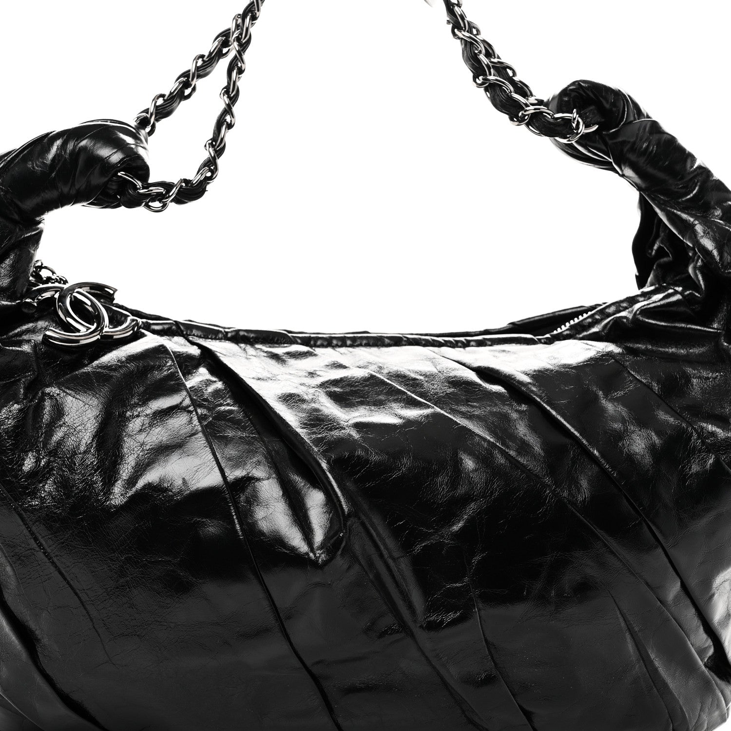 Chanel Glazed Calfskin Twisted Hobo Black 8 of 10