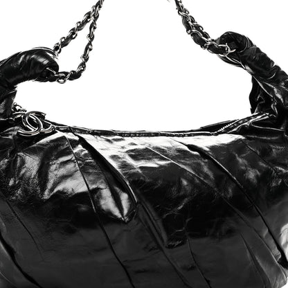 Chanel Glazed Calfskin Twisted Hobo Black 8 of 10
