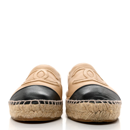 Chanel Lambskin CC Espadrilles 37 Beige Black 3 of 9