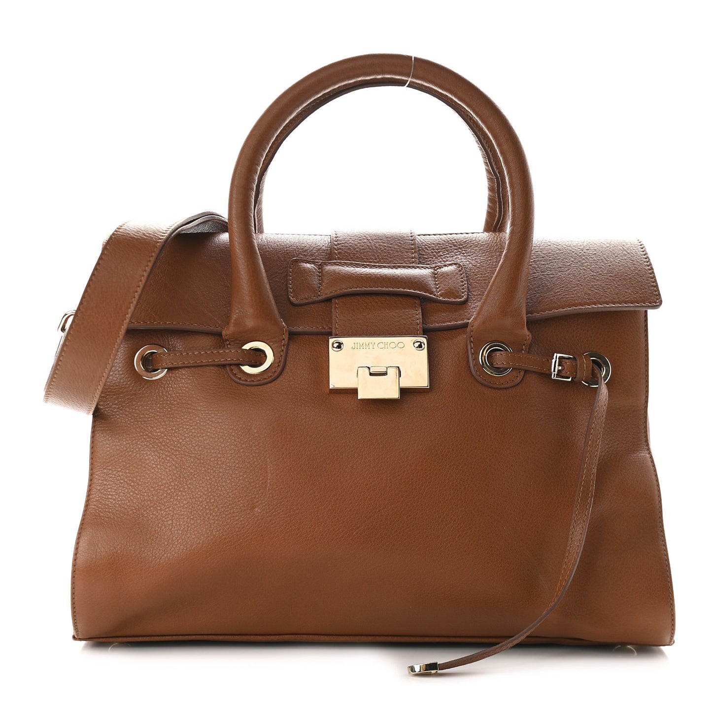 Grainy Calfskin Large Rosalie Satchel Brown