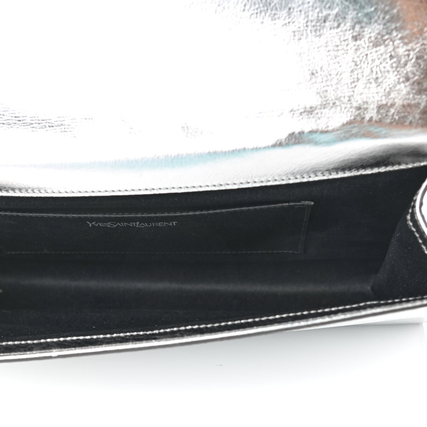 Metallic Calfskin Monogram Large Belle De Jour Clutch Silver