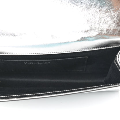 Saint Laurent Metallic Calfskin Monogram Large Belle De Jour Clutch Silver 7 of 8