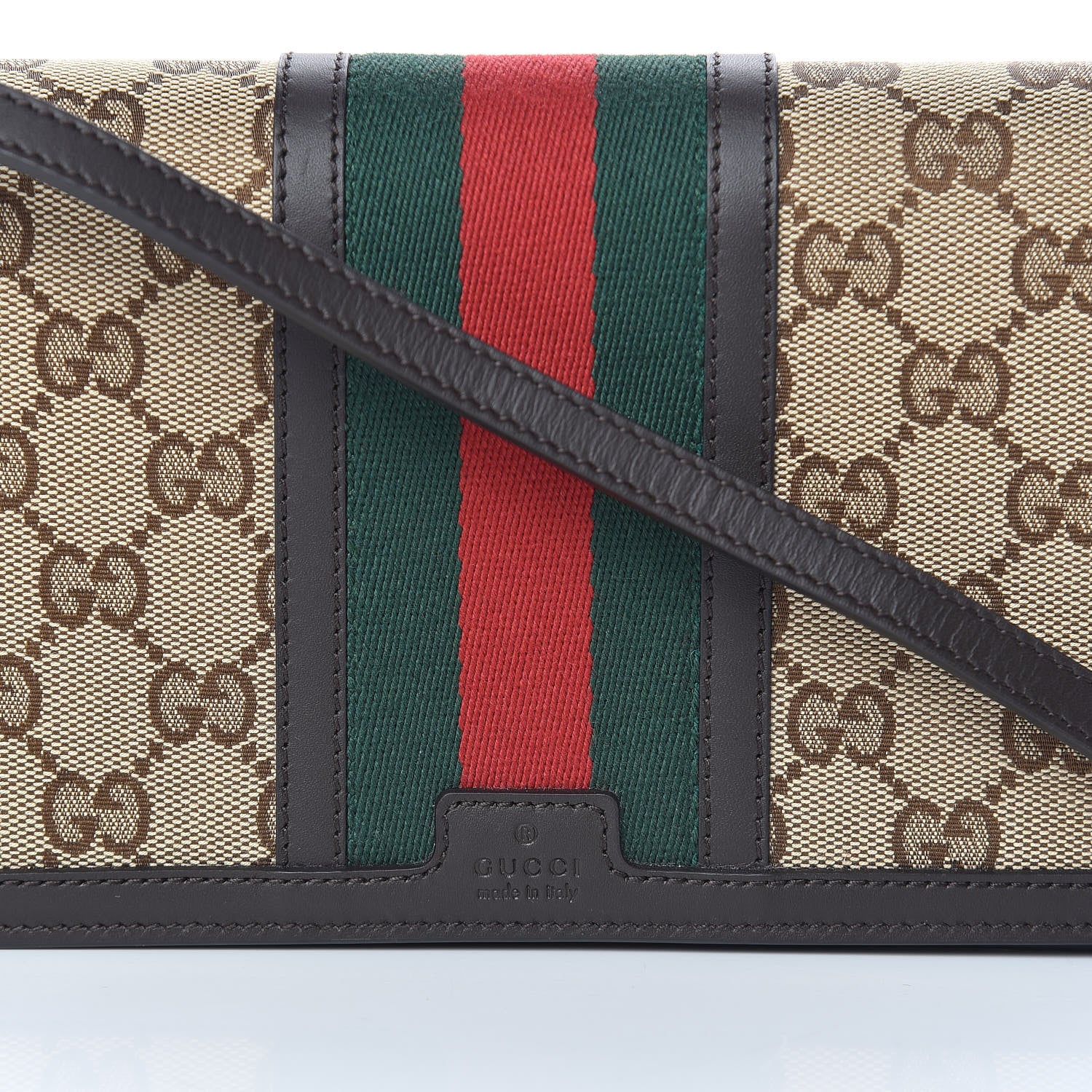 Gucci Monogram Web Strap Wallet Dark Brown 10 of 11