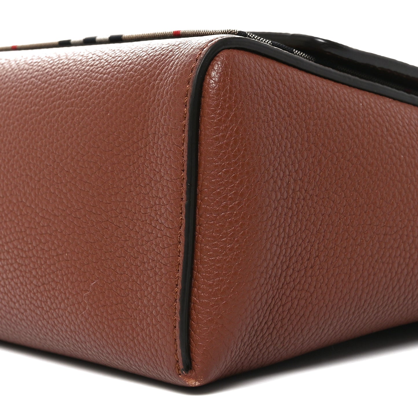 Grainy Calfskin Vintage Check Note Crossbody Bag Malt Brown