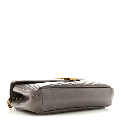 Saint Laurent Waxed Calfskin Matelasse Chevron Medium Monogram College Bag Fog Gray 4 of 14