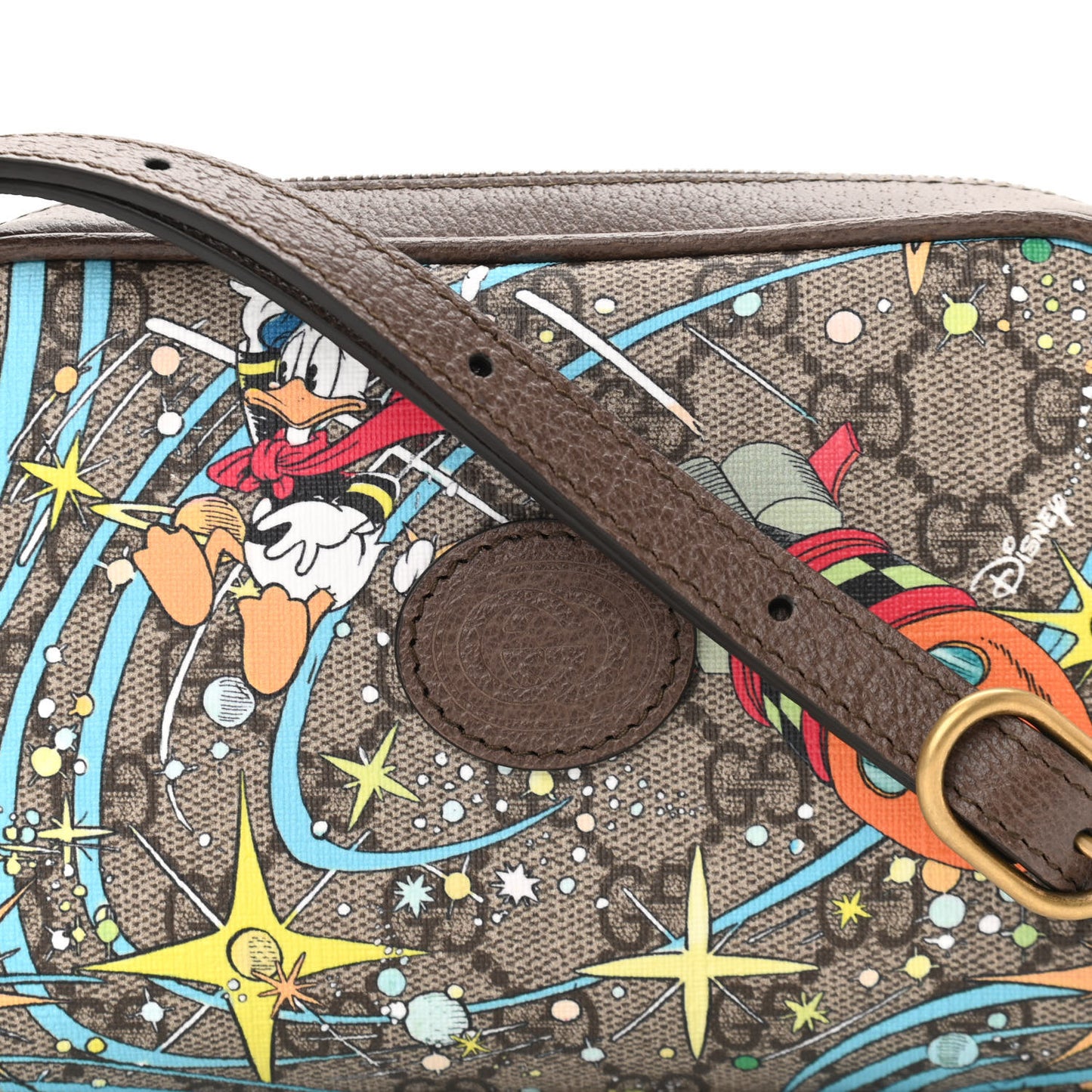 X DISNEY GG Supreme Monogram Donald Duck Interlocking G Shoulder Bag Beige Multicolor New Acero
