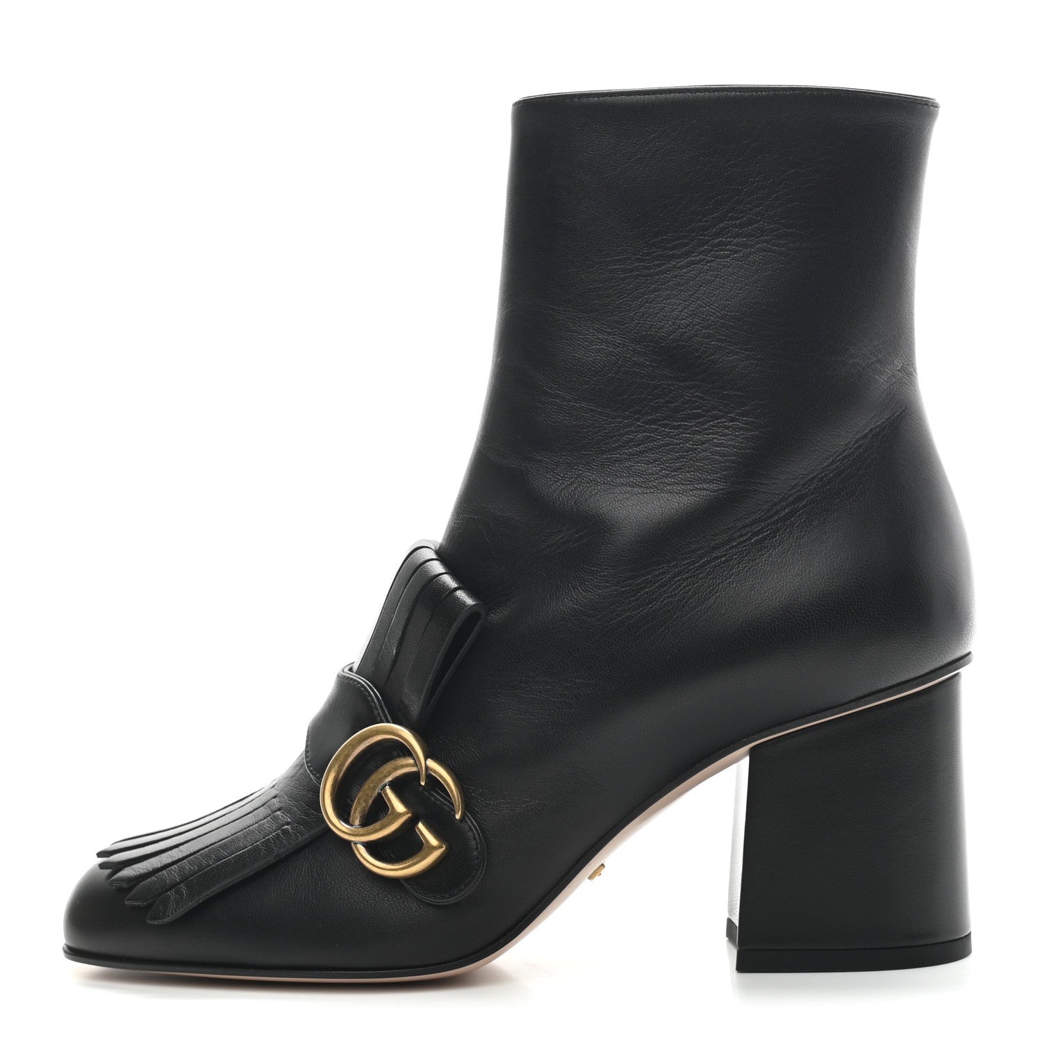 Gucci Malaga Kid GG Marmont Fringe 75mm Ankle Boots 38 Black 1 of 7