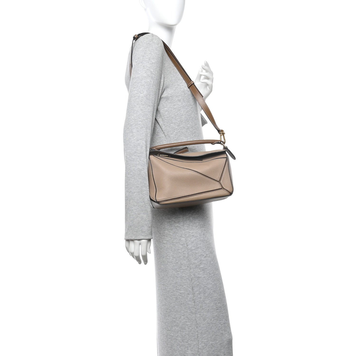Loewe Grained Calfskin Small Puzzle Bag Sand Mink 1847194