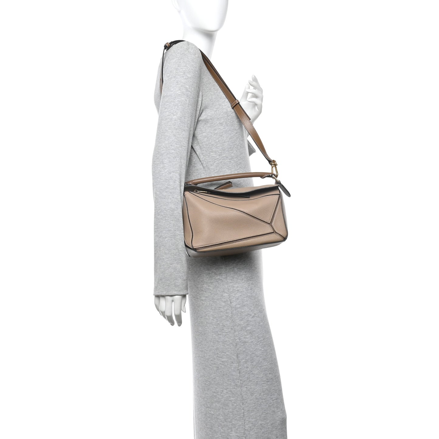 Grained Calfskin Small Puzzle Bag Sand Mink