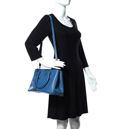 Prada Saffiano Small Galleria Double Zip Tote Bluette 2 of 8